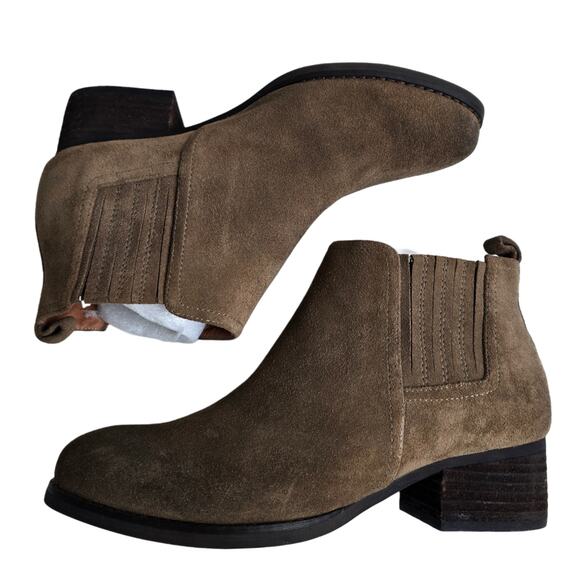 Size 8 Boots Jeffrey Campbell Warr Brown Suede Leather Ankle Boot Heeled Chelsea - Picture 10 of 10